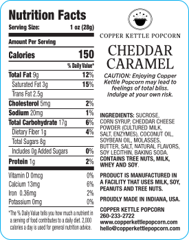 Cheddar Coated Caramel Canister - 12 Serving