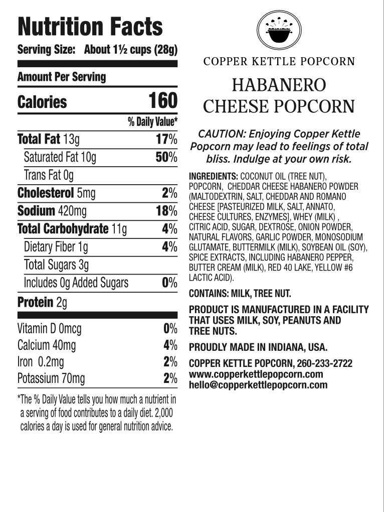 Habanero Cheese Popcorn Bag - 8 Servings