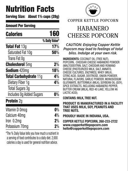 Habanero Cheese Popcorn Bag - 8 Servings