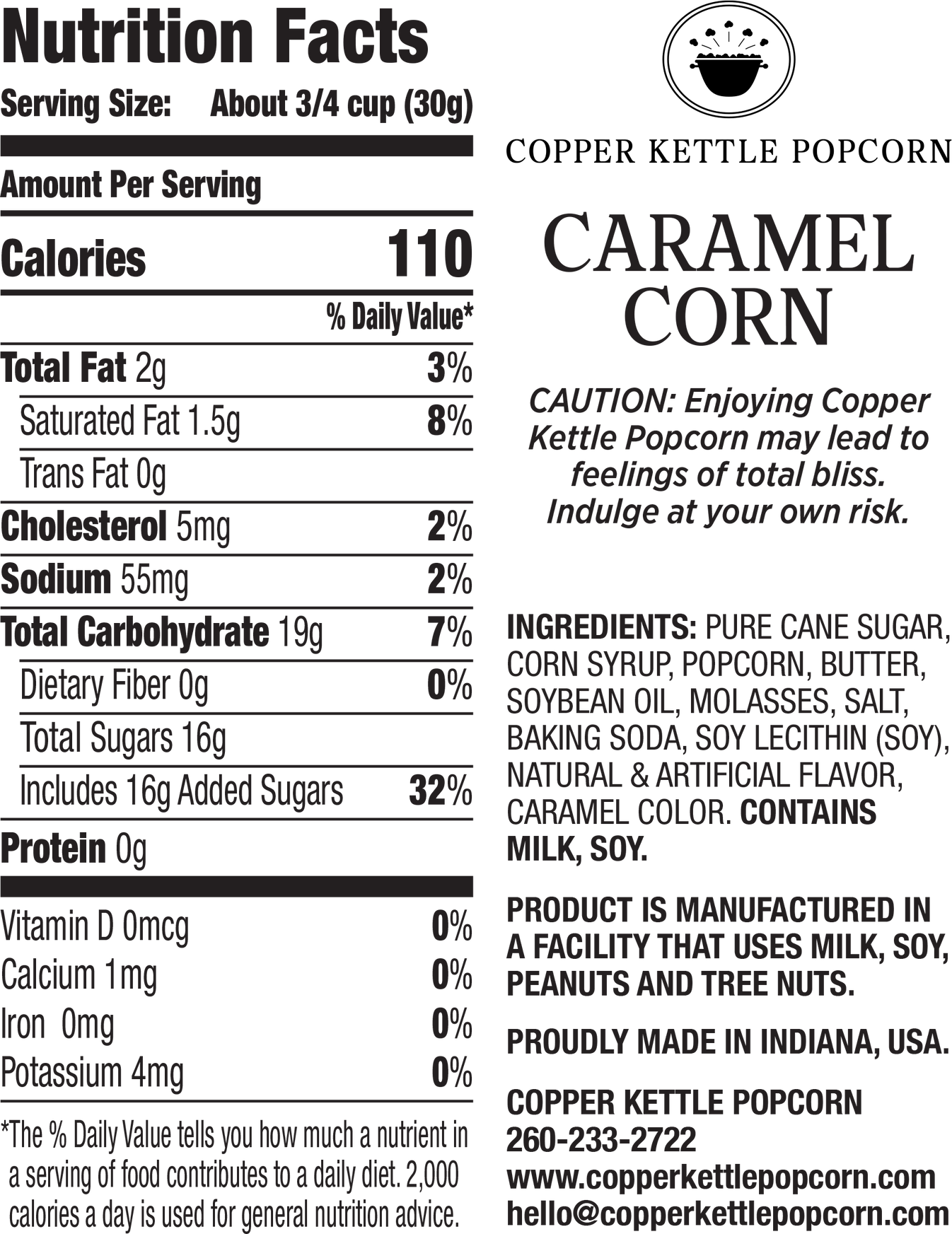 Premium Gourmet Caramel Corn Made in Indiana, USA Copper Kettle Popcorn