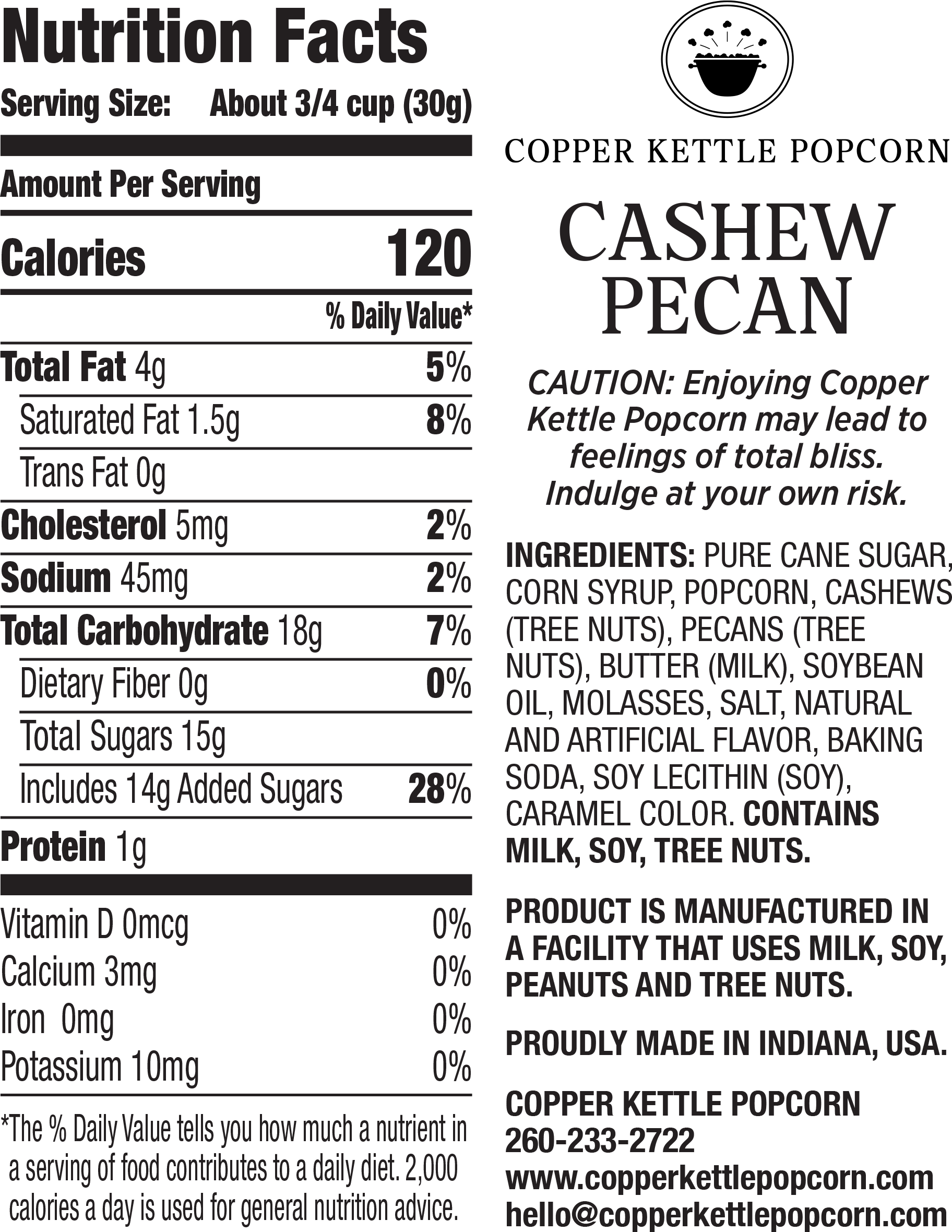 Cashew Pecan Tub 22 Servings - Order Gourmet Kettle Popcorn – Copper Kettle  Popcorn
