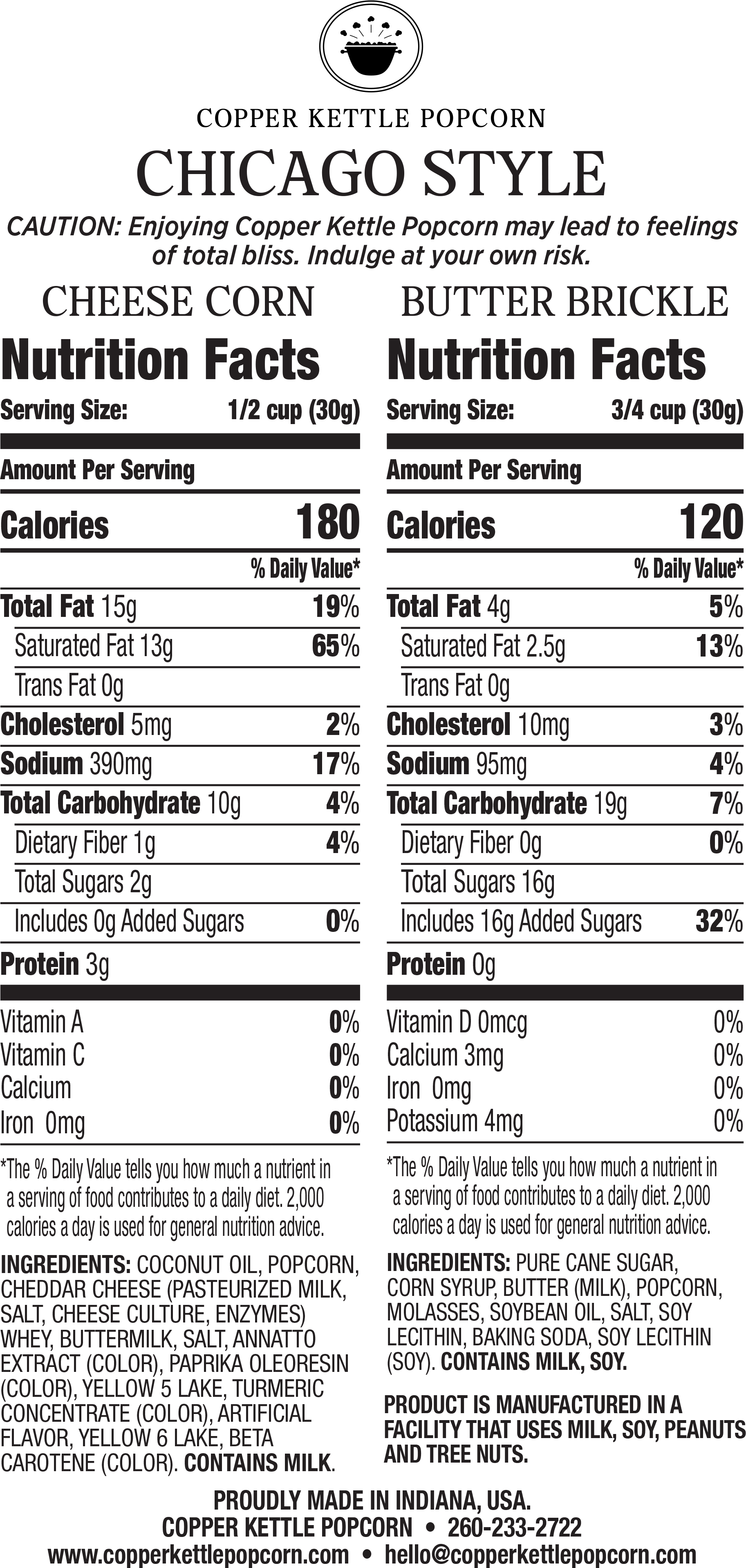 Chicago Style Bag 4 Servings Nutrition Label