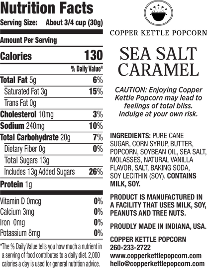 Sea Salt Caramel Tub 22 Servings Nutrition Label
